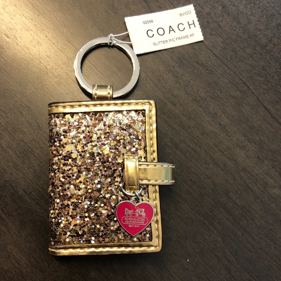 NWT Coach Glitter Picture Key Chain